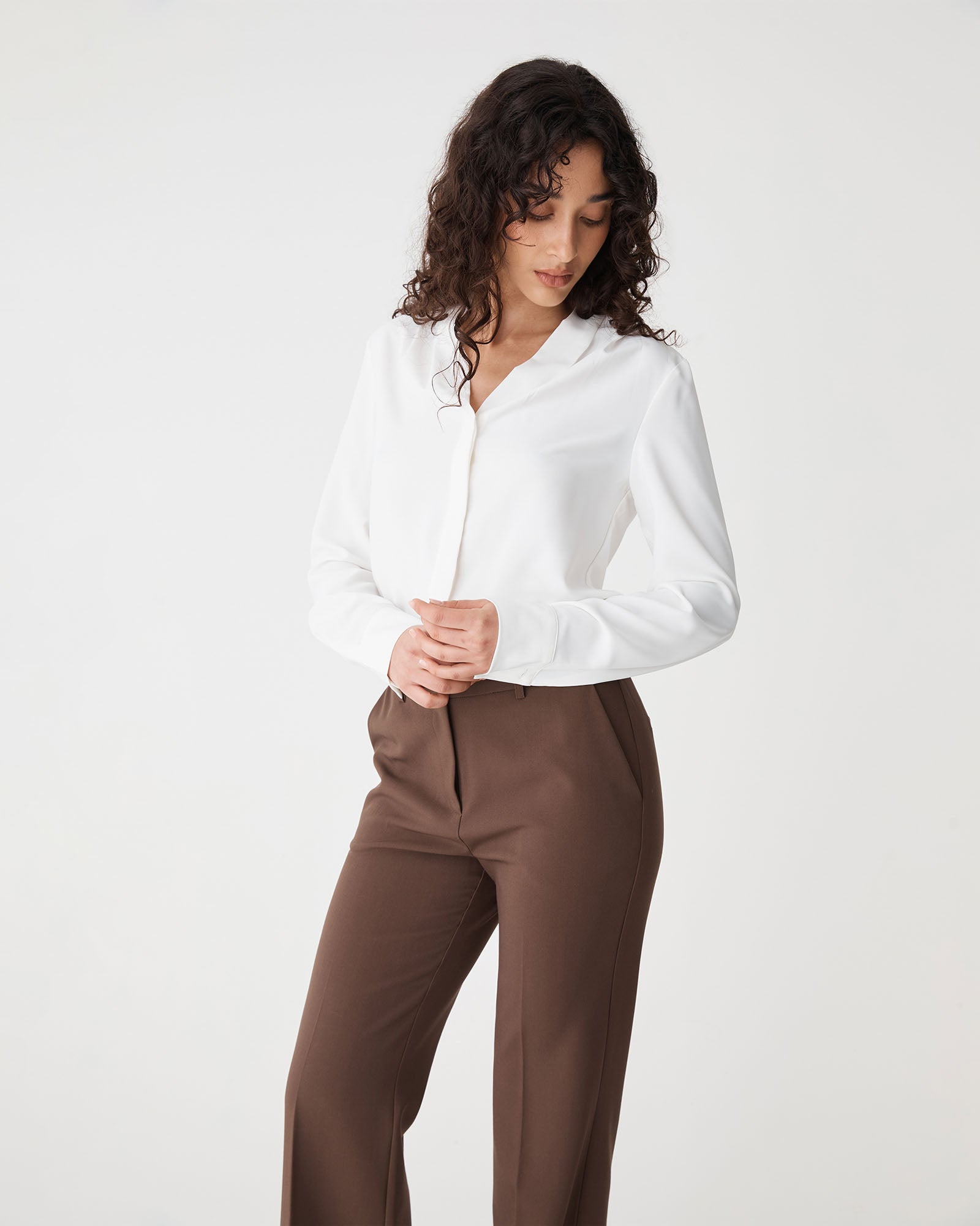 Claudia Pleat Neck Blouse