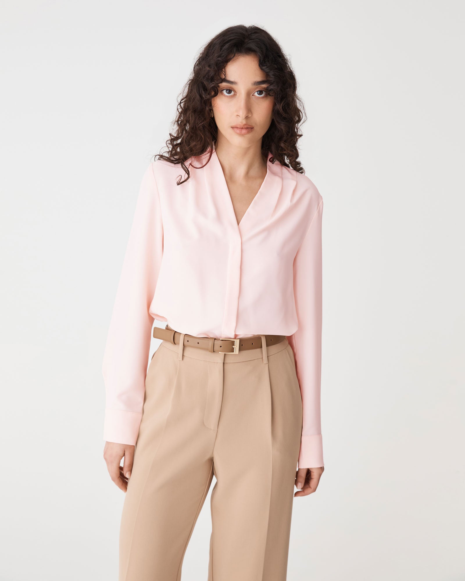 Claudia Pleat Neck Blouse