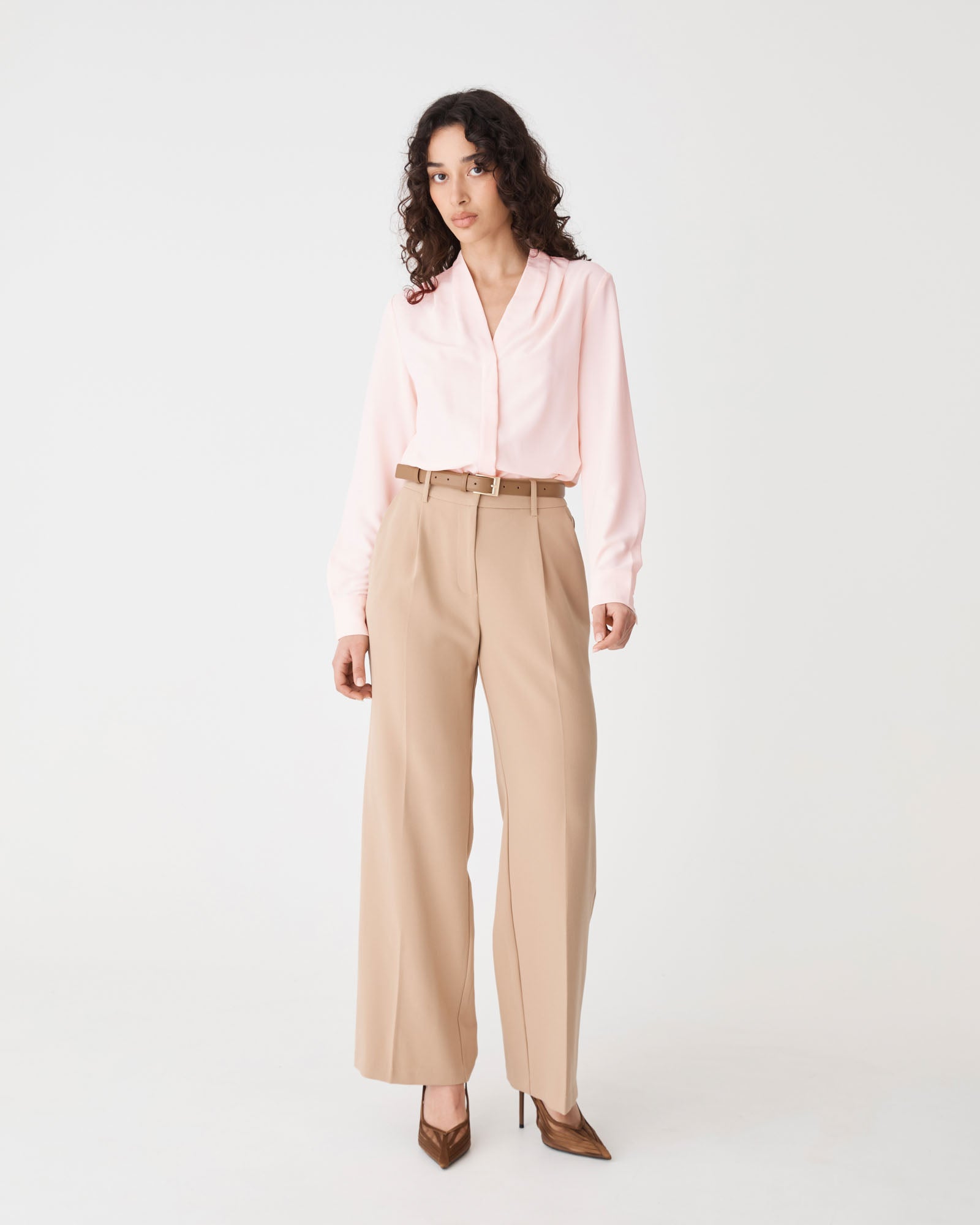 Claudia Pleat Neck Blouse