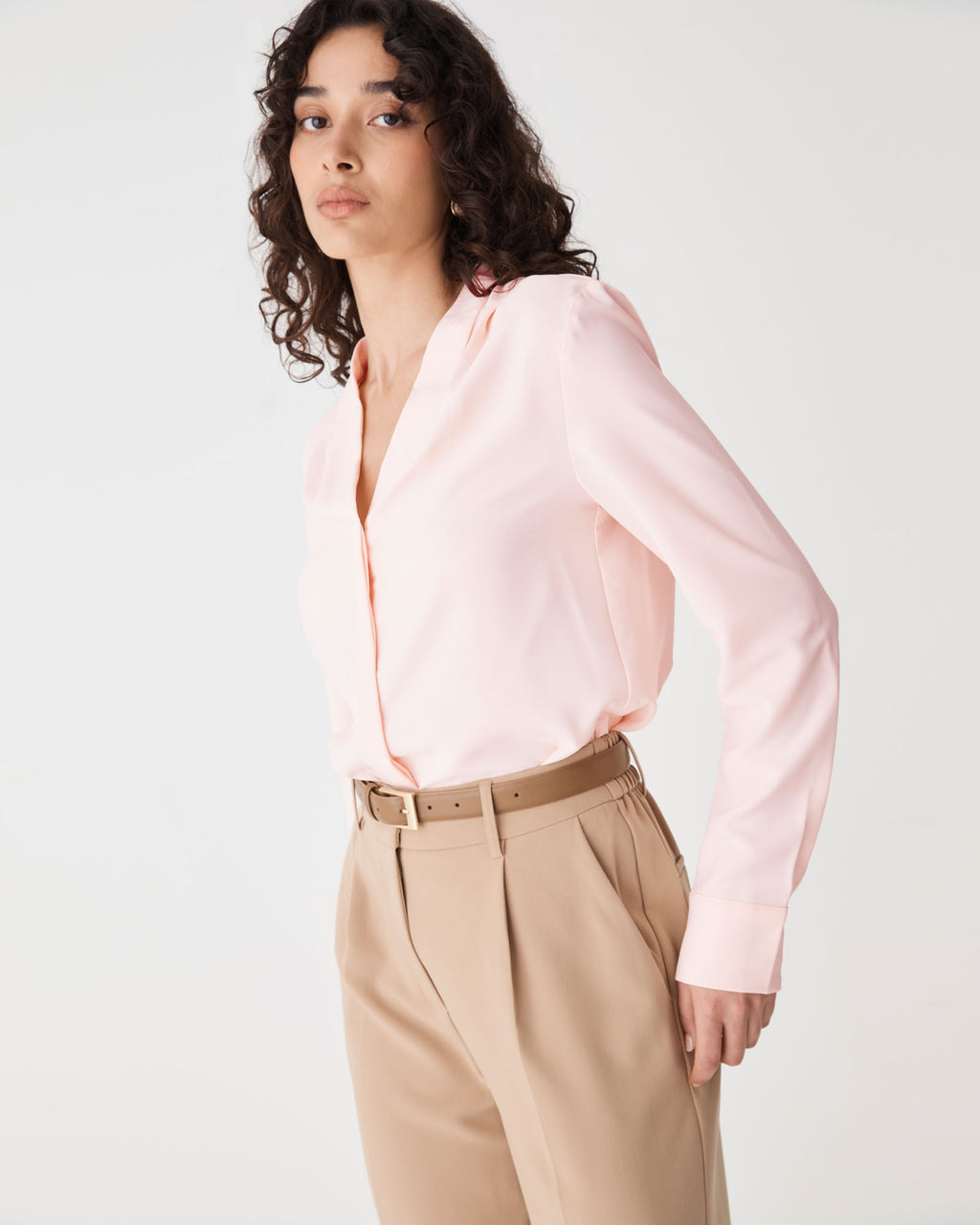 Claudia Pleat Neck Blouse