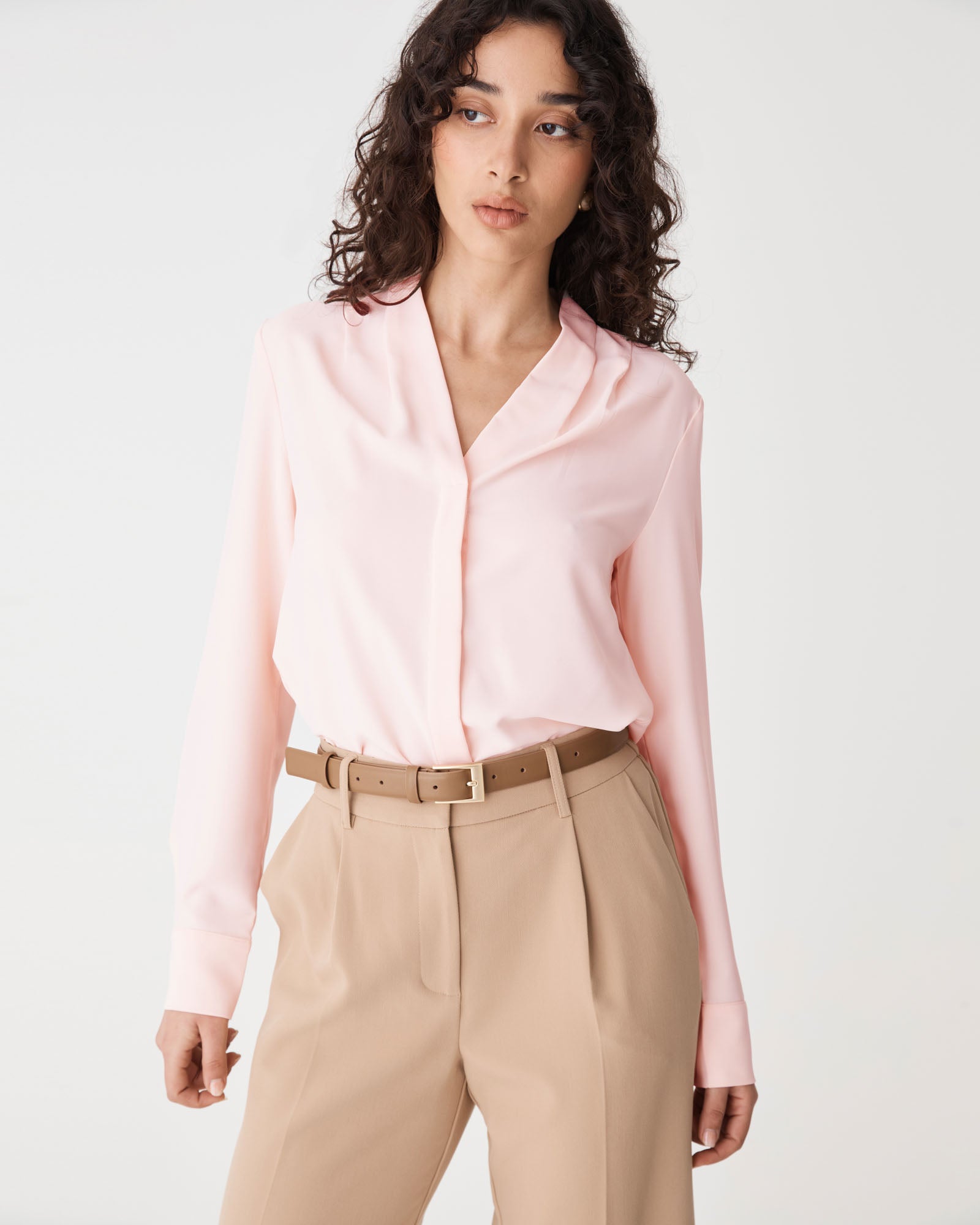 Claudia Pleat Neck Blouse