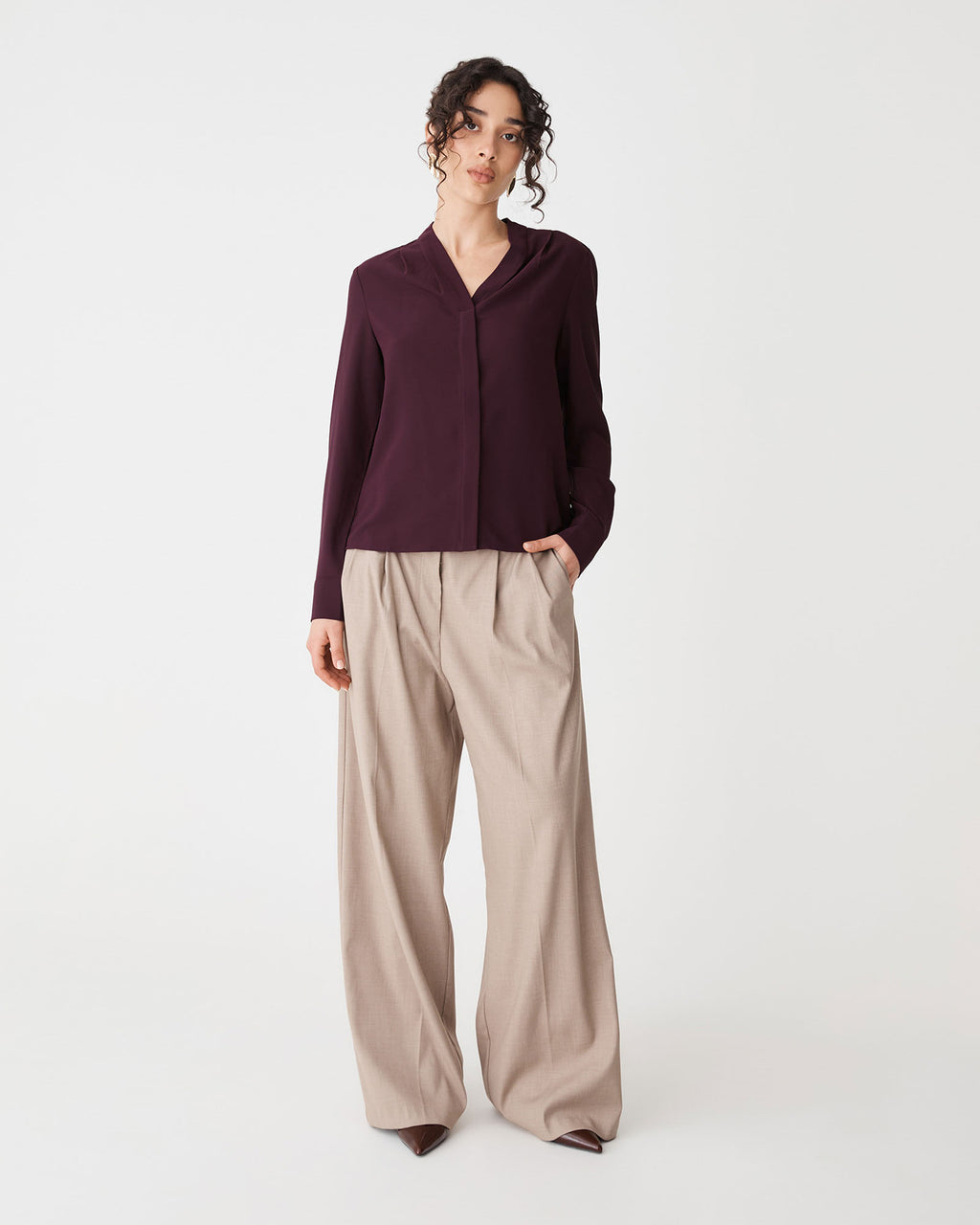 Claudia Pleat Neck Blouse