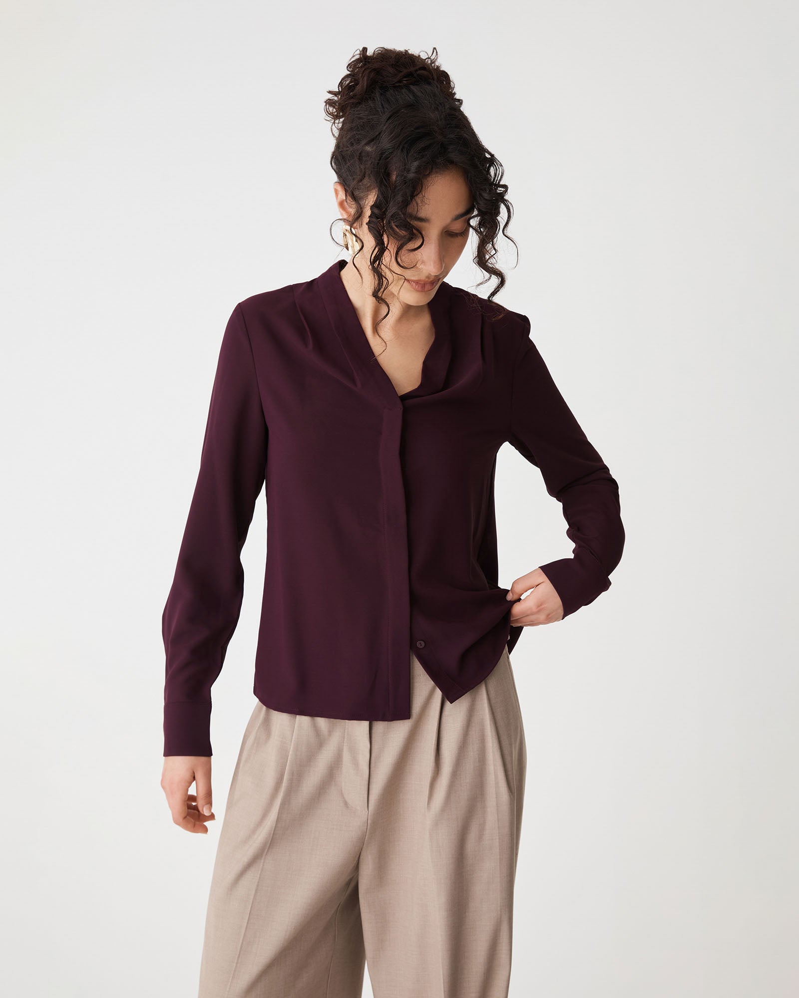 Claudia Pleat Neck Blouse