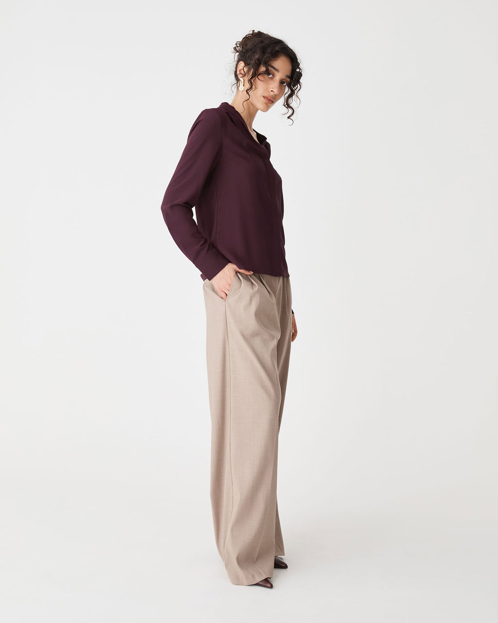 Claudia Pleat Neck Blouse