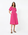 Laila Puff Sleeves Linen Dress