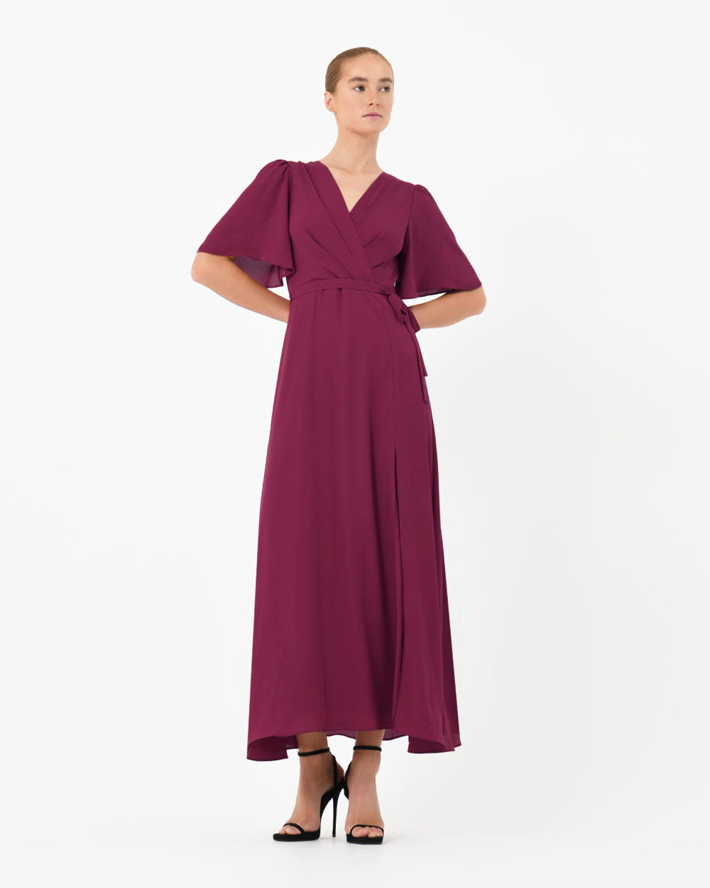 Cannes Draped Sleeve Dress