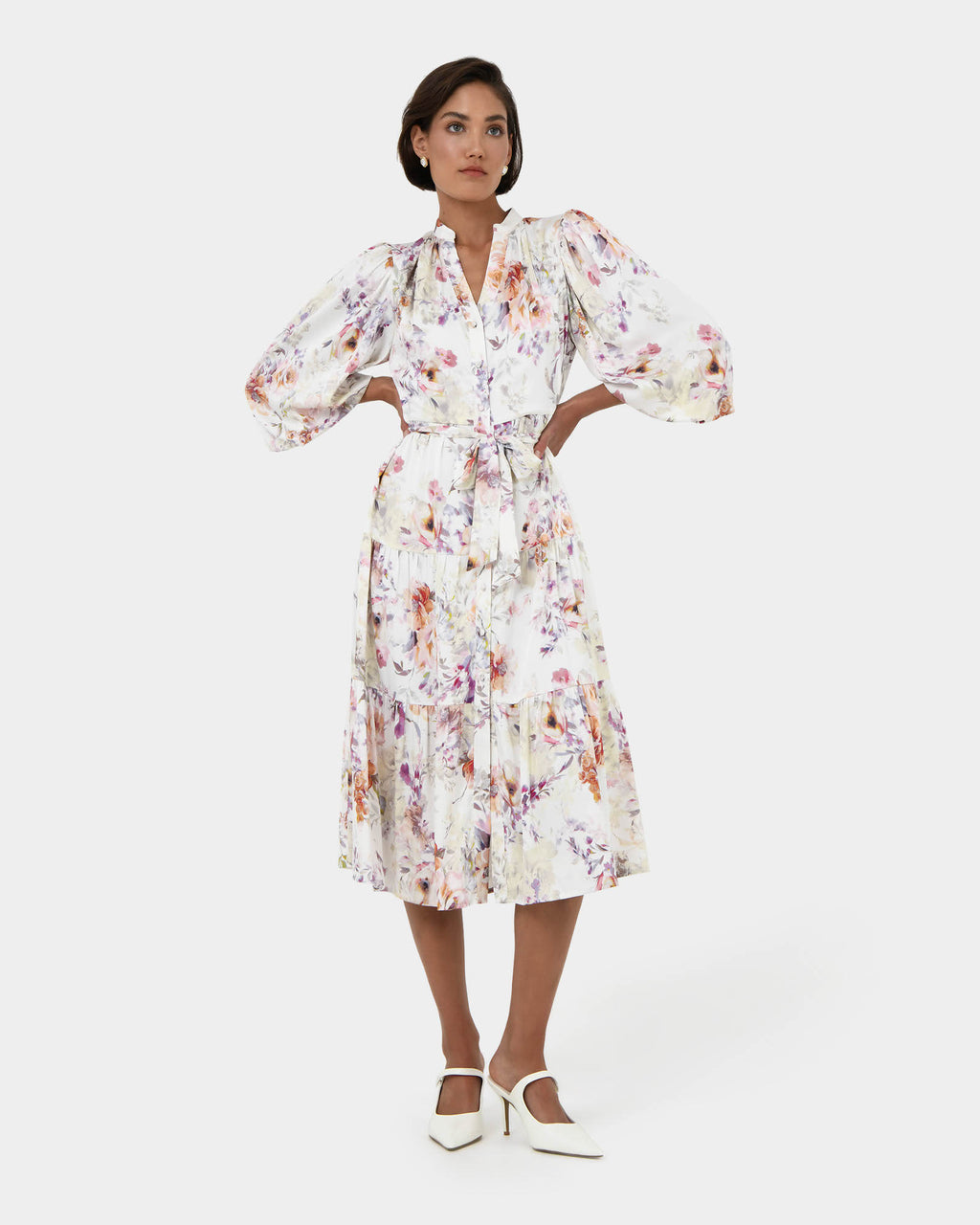 Rosy Floral Tiered Dress