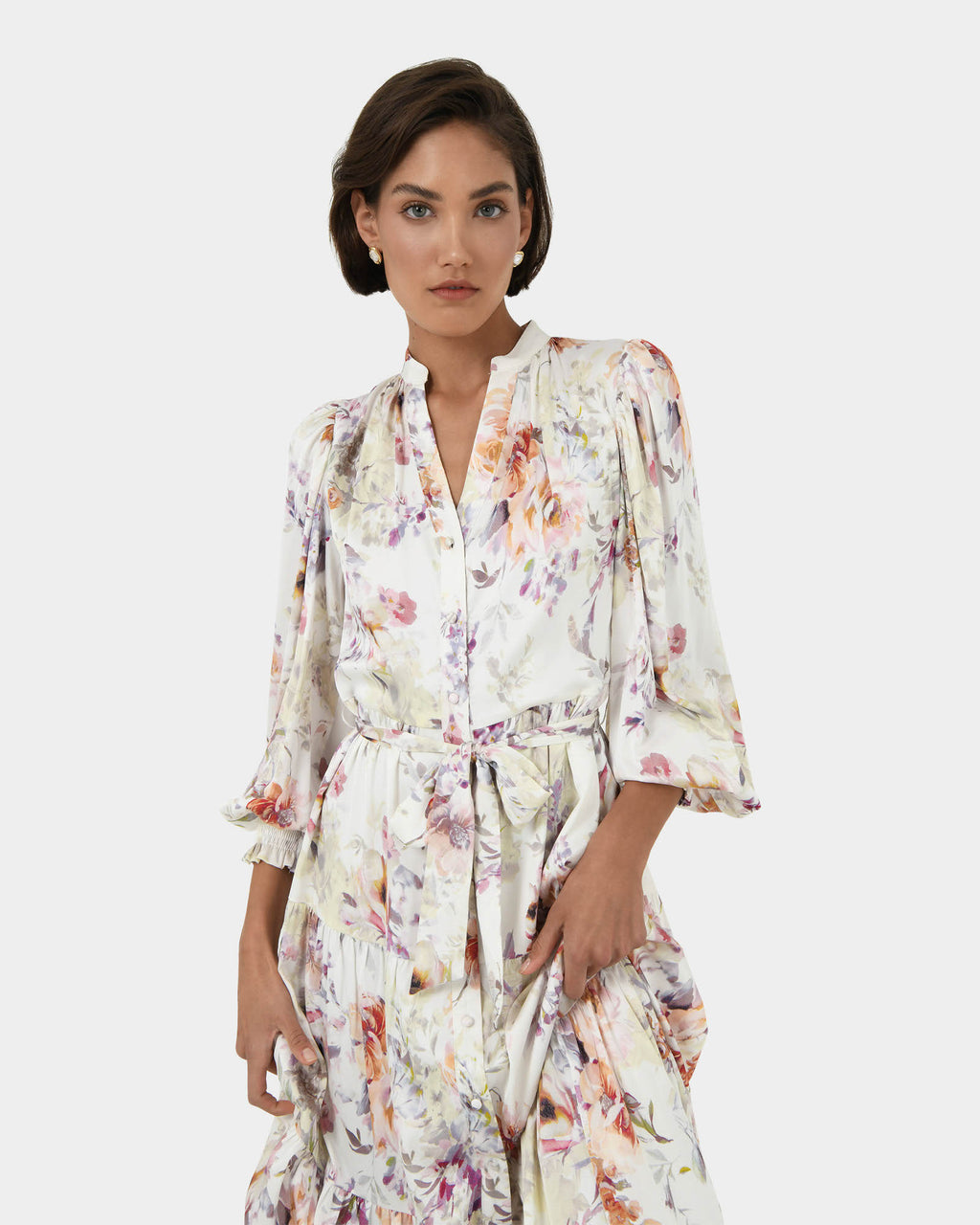 Rosy Floral Tiered Dress