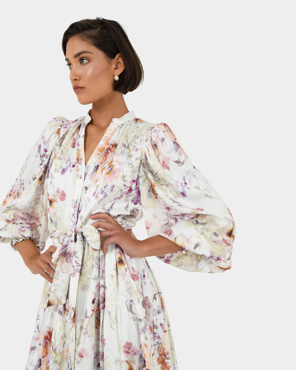 Rosy Floral Tiered Dress