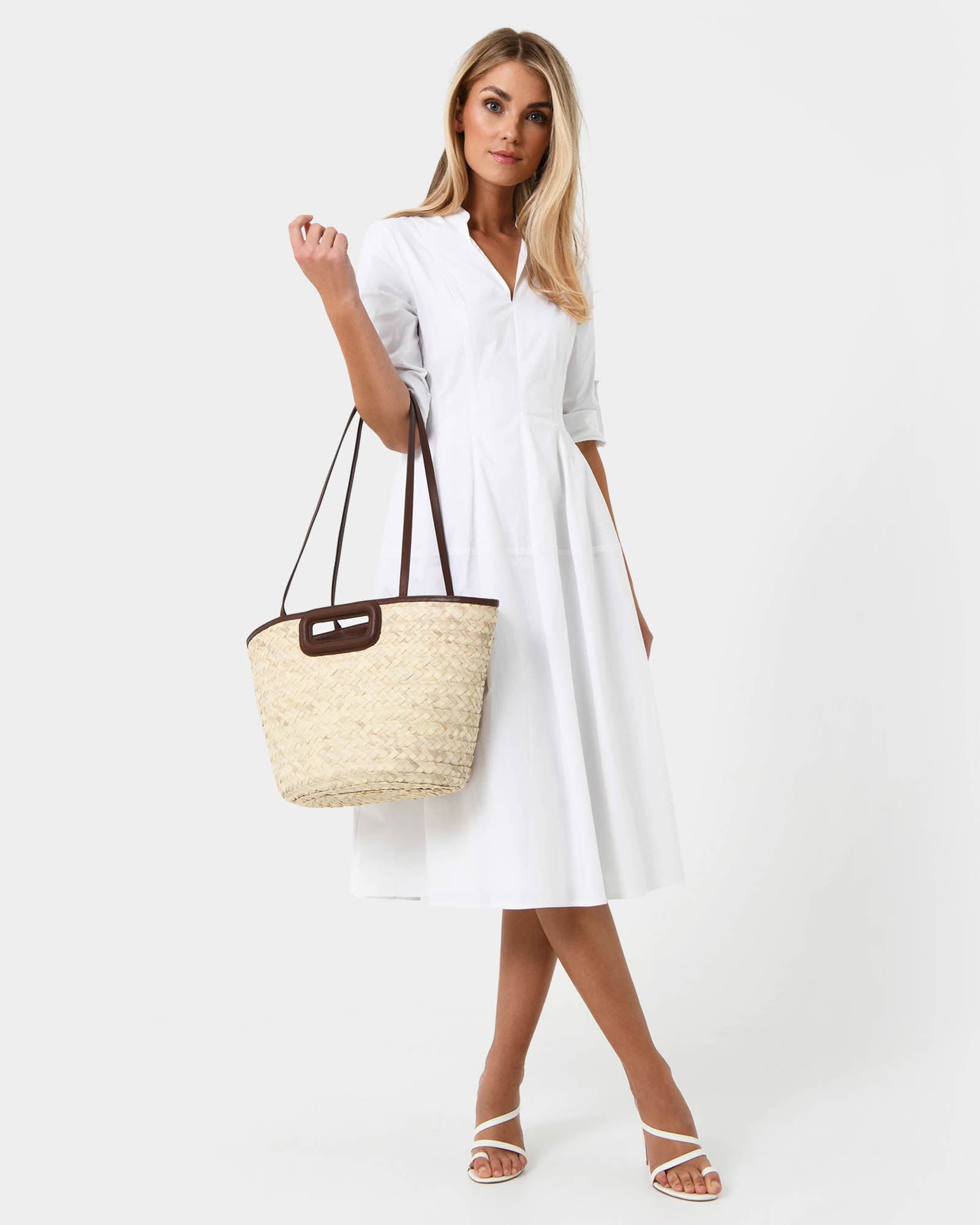 Rome Leather Palm Leaf Bag L