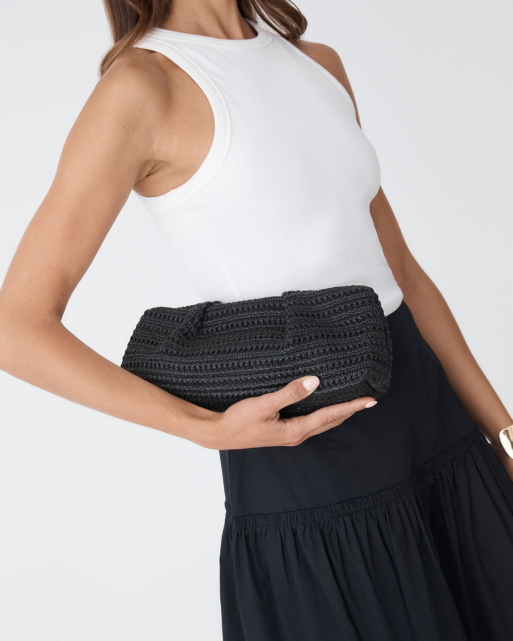 Coral Raffia Clutch Bag