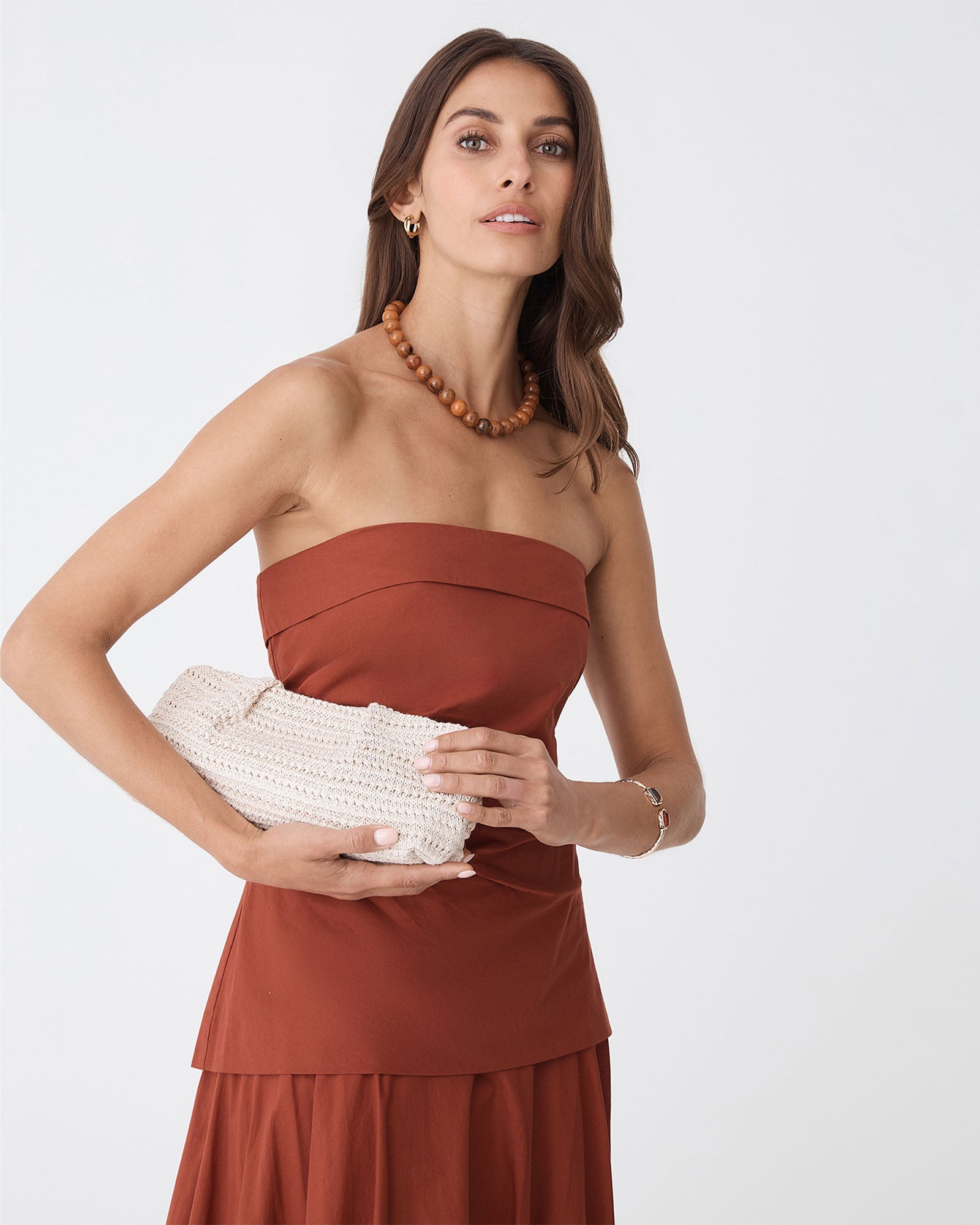 Coral Raffia Clutch Bag
