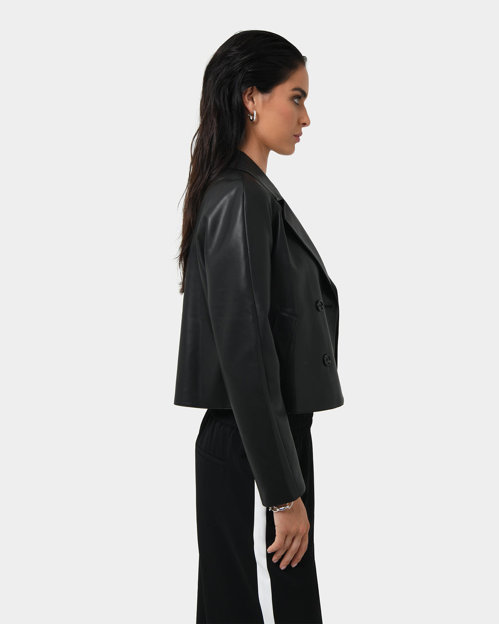 Kim Cropped PU Leather Jacket