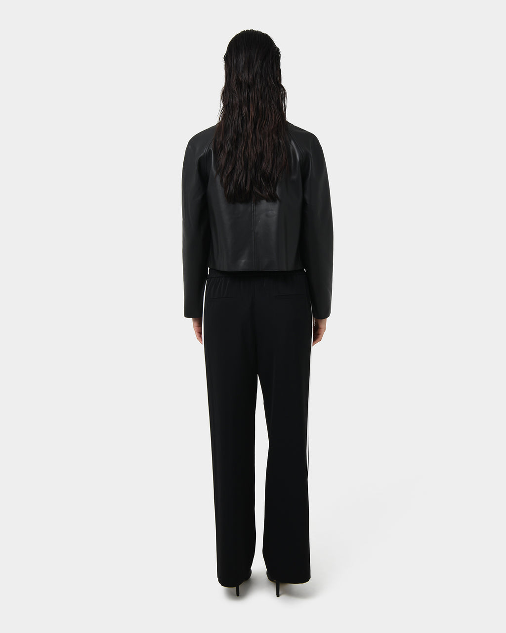 Kim Cropped PU Leather Jacket