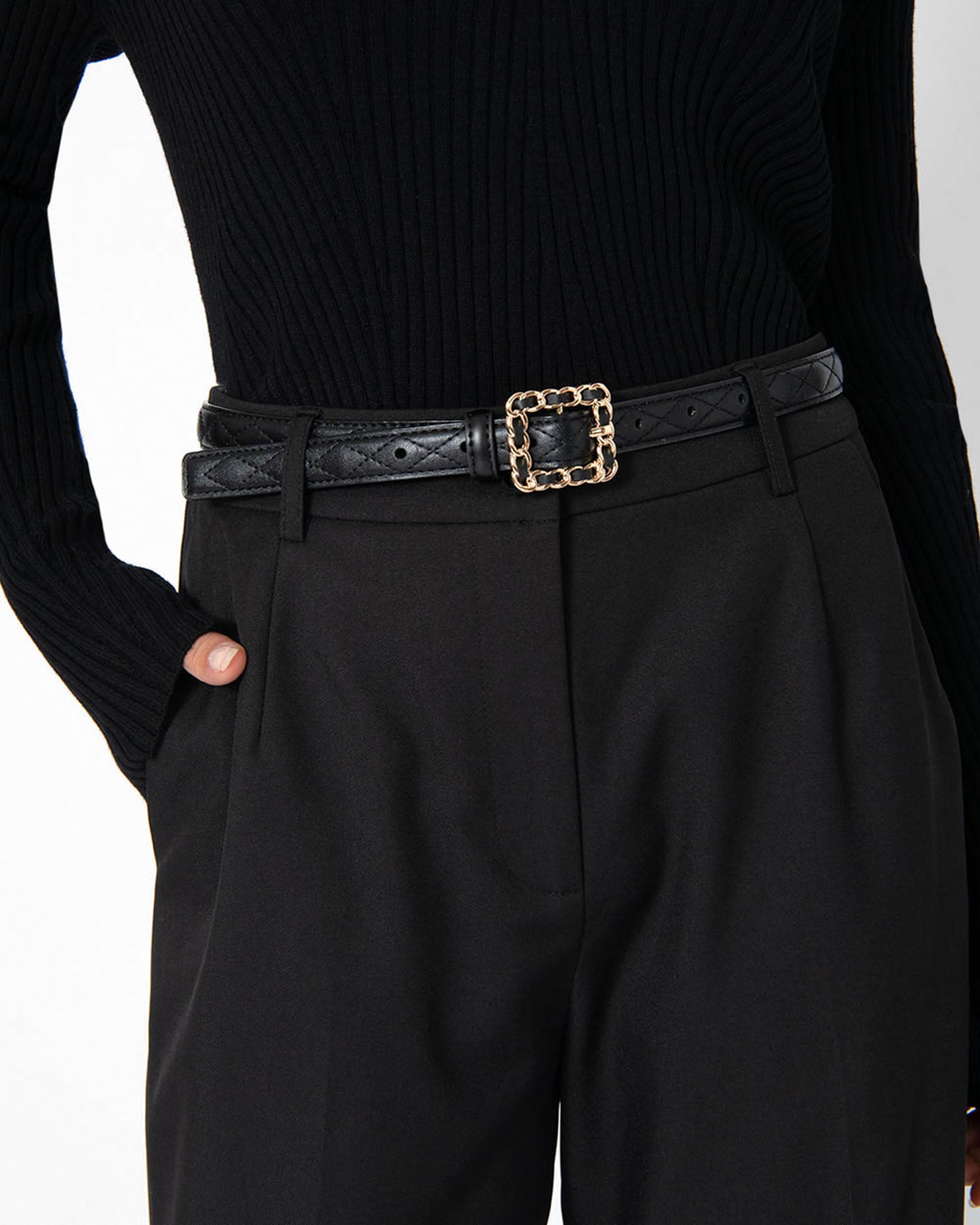 Nahla Leather Quilted Belt