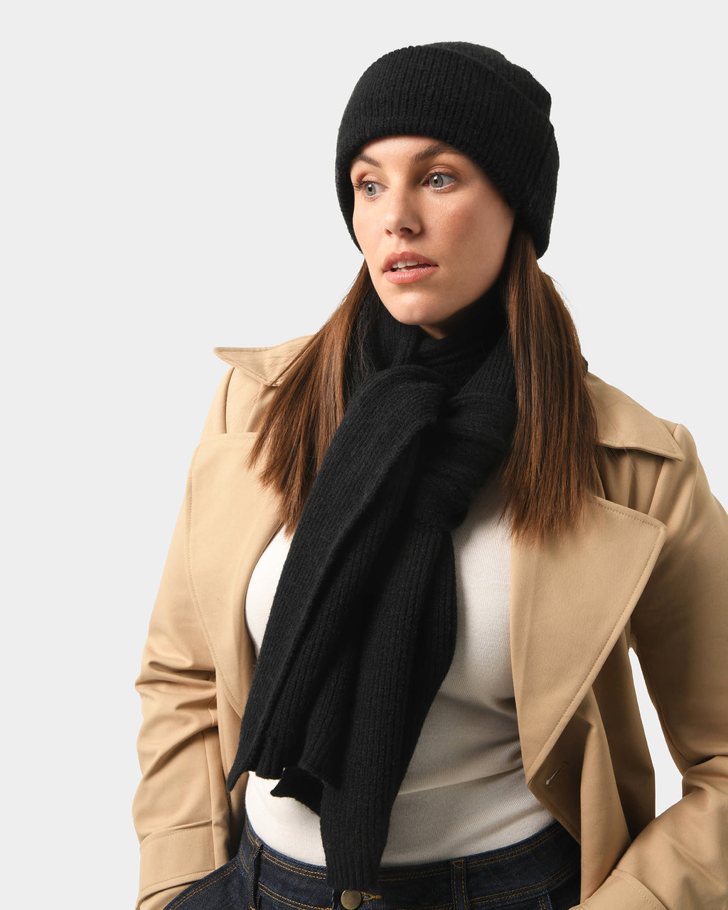Lillie Wool Blend Ribbed Scarf
