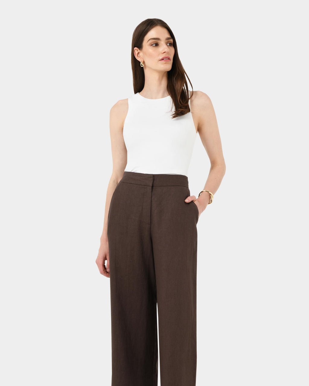 Ami Linen Elastic Back Pants