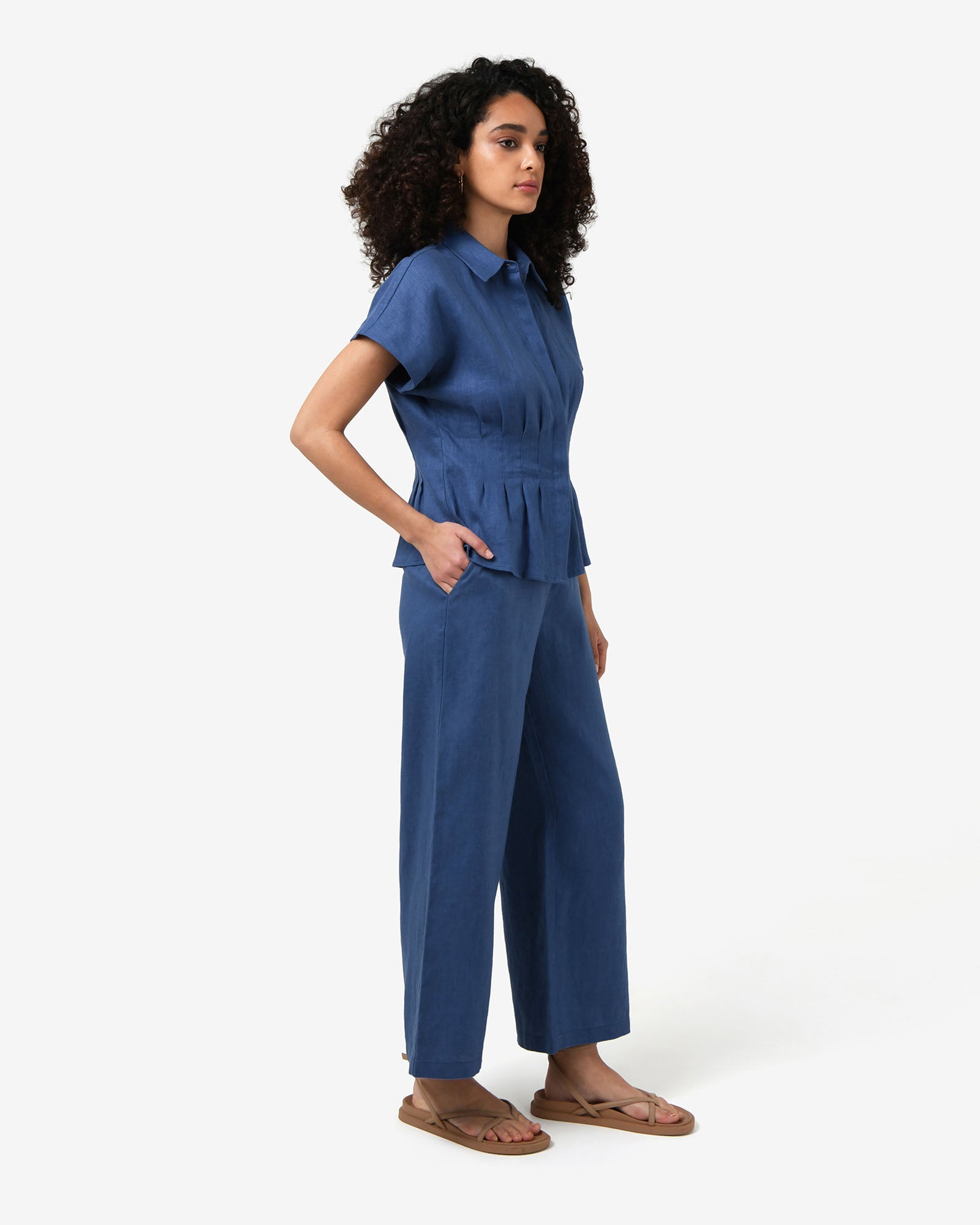 Ami Linen Elastic Back Pants