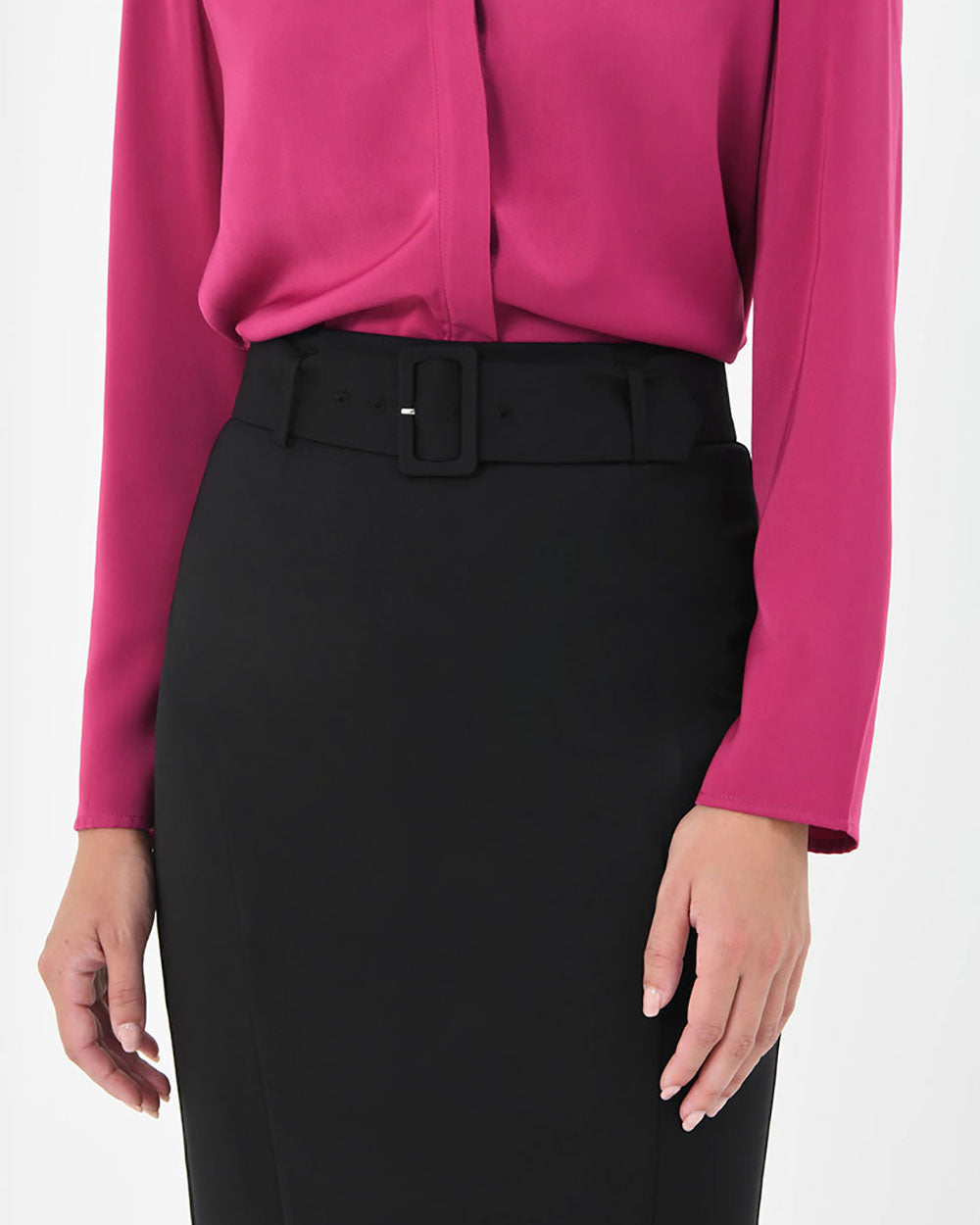 Sanvi Belted Pencil Skirt