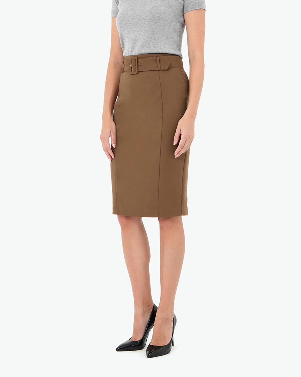 Sanvi Belted Pencil Skirt