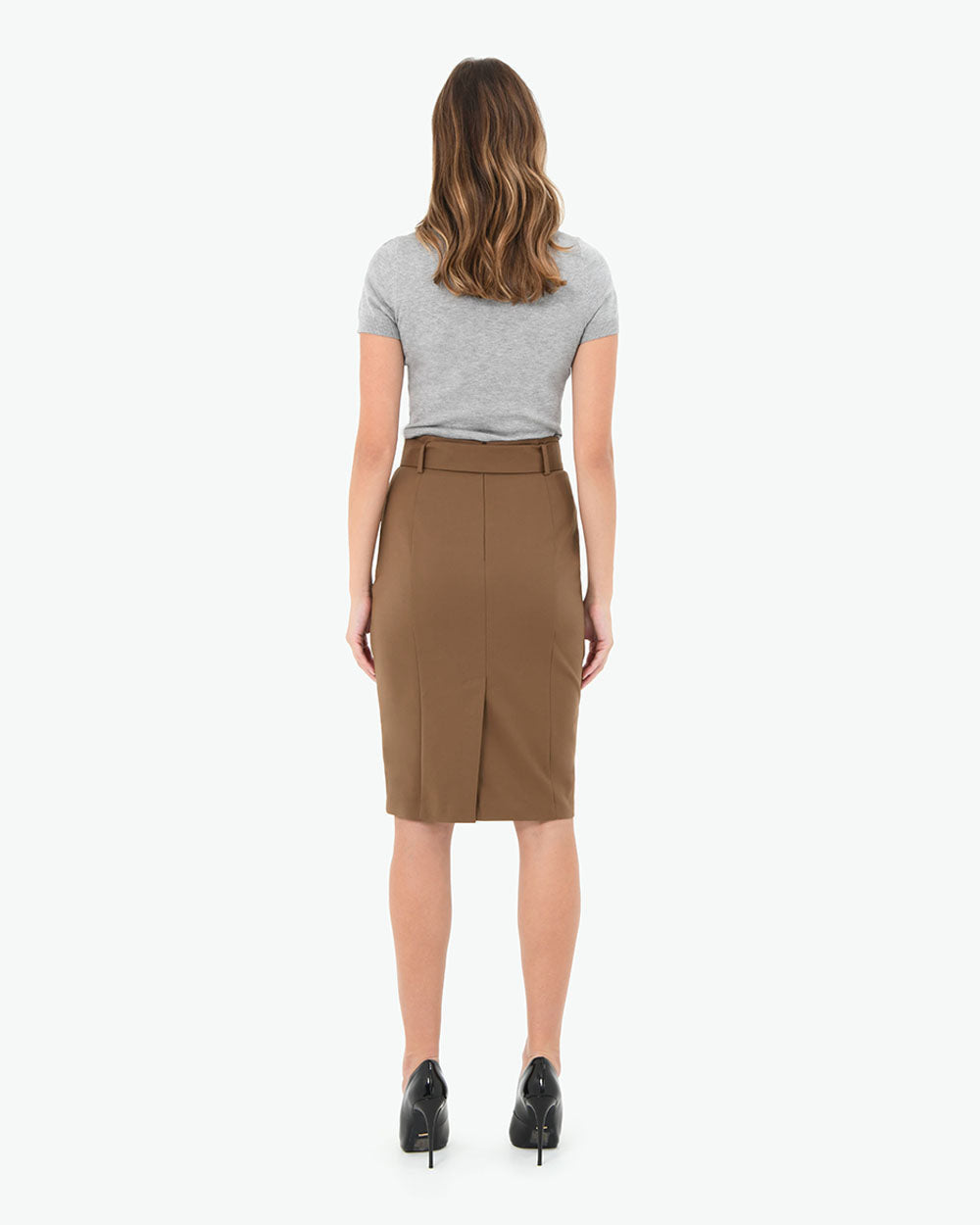 Sanvi Belted Pencil Skirt