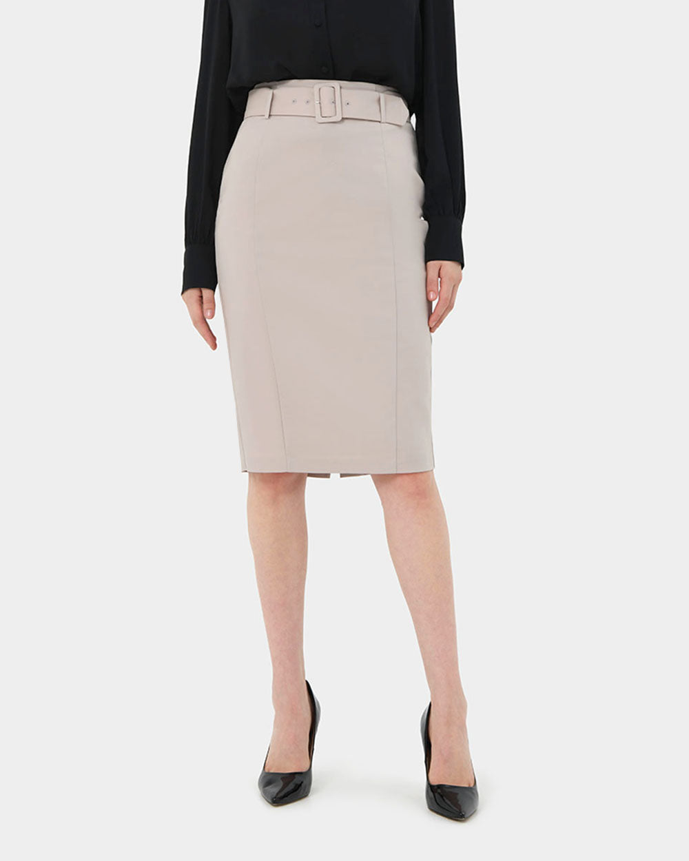 Sanvi Belted Pencil Skirt