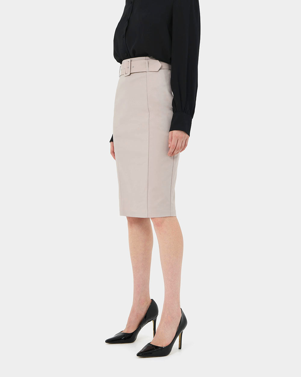 Sanvi Belted Pencil Skirt