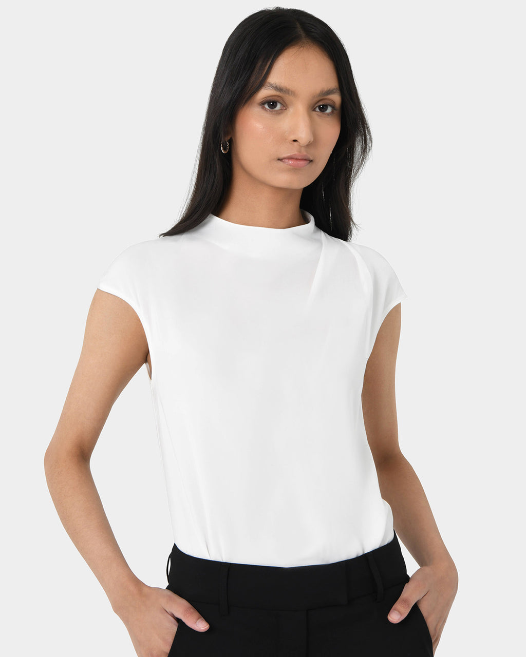 Mallory Draped Shoulder Blouse