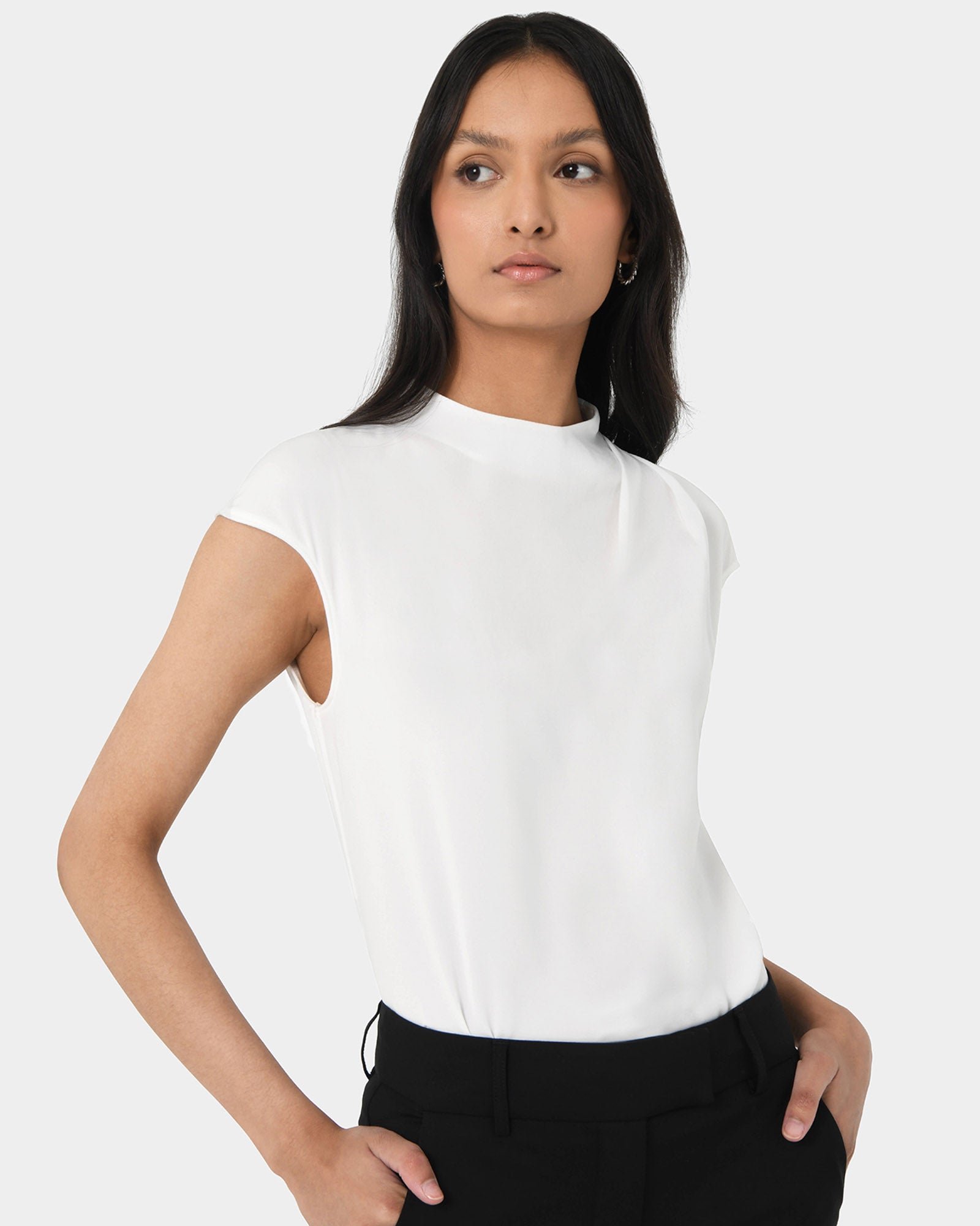 Mallory Draped Shoulder Blouse