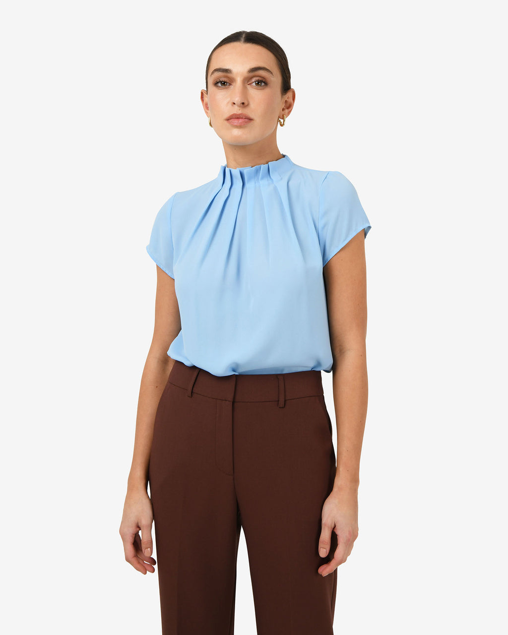 Olivia Pleated High Neck Top
