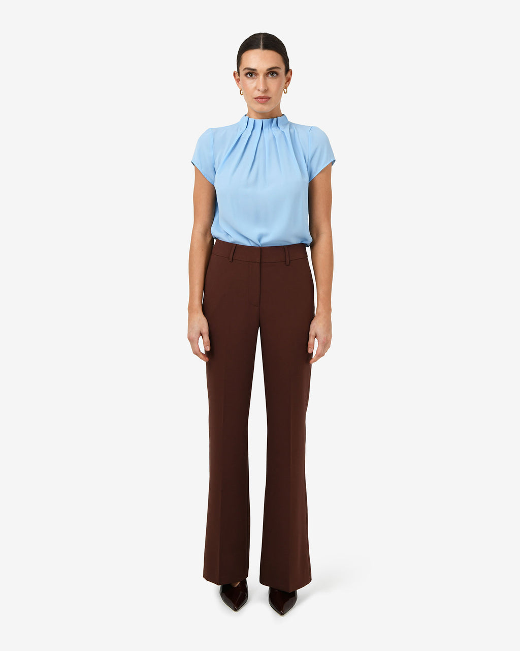 Olivia Pleated High Neck Top