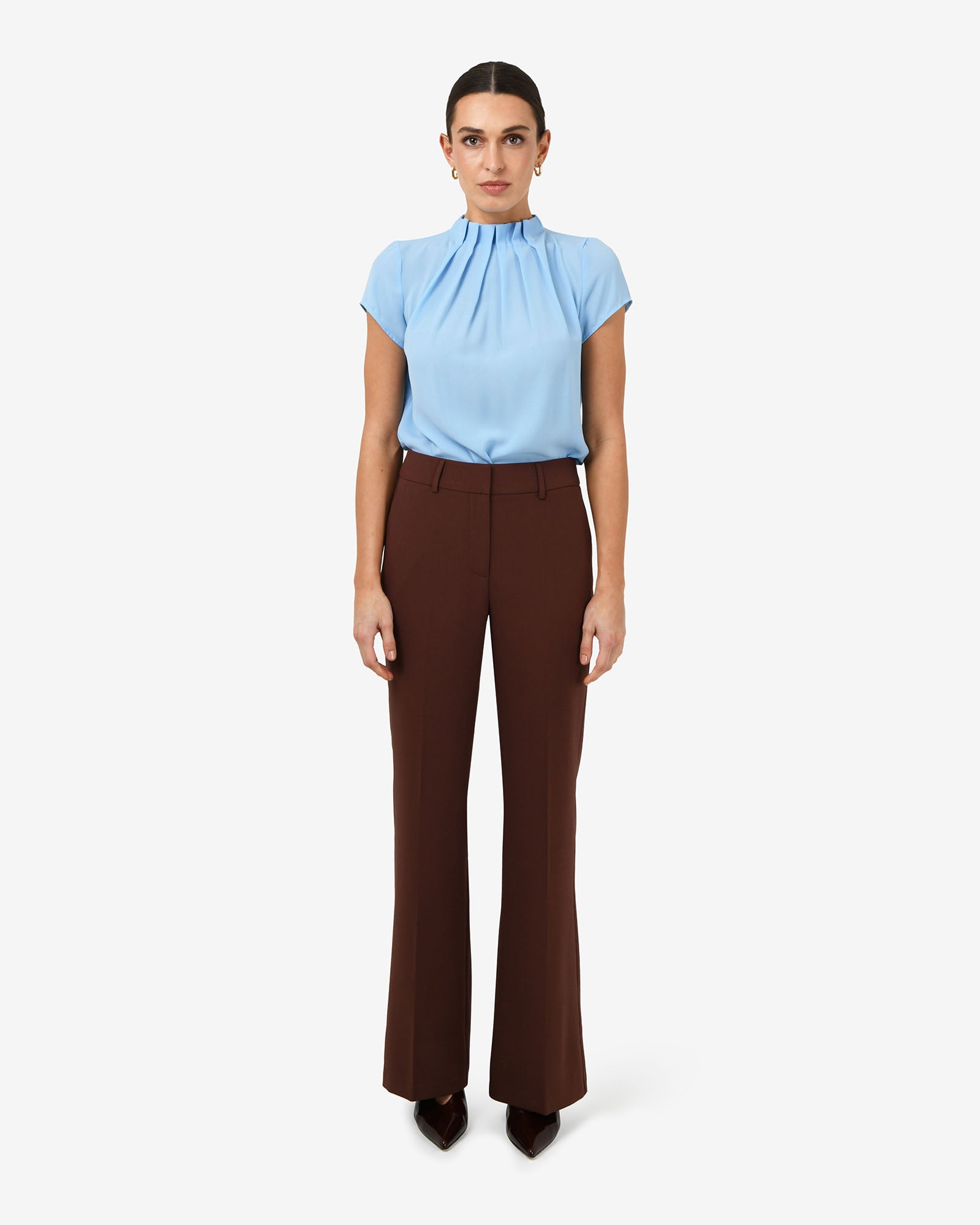 Olivia Pleated High Neck Top