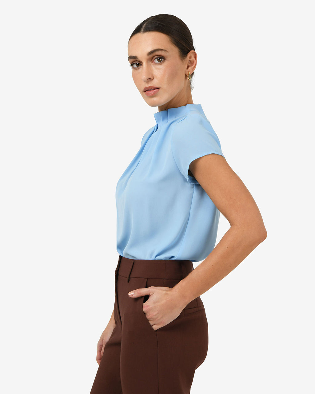 Olivia Pleated High Neck Top