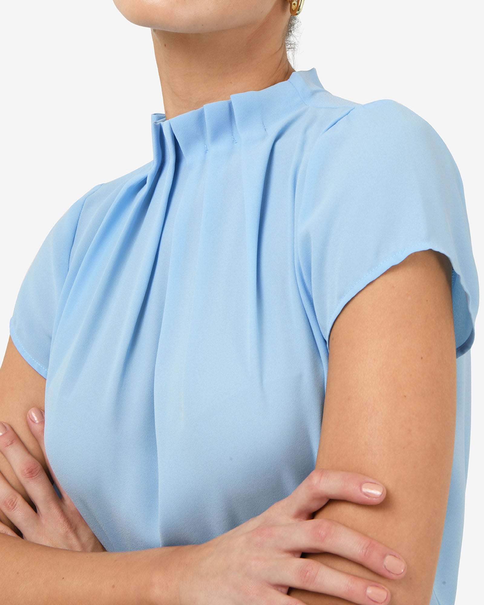 Olivia Pleated High Neck Top