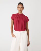 Olivia Pleated High Neck Top