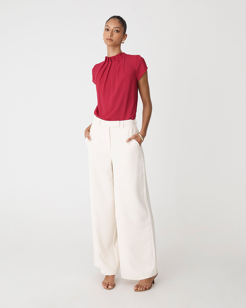 Olivia Pleated High Neck Top