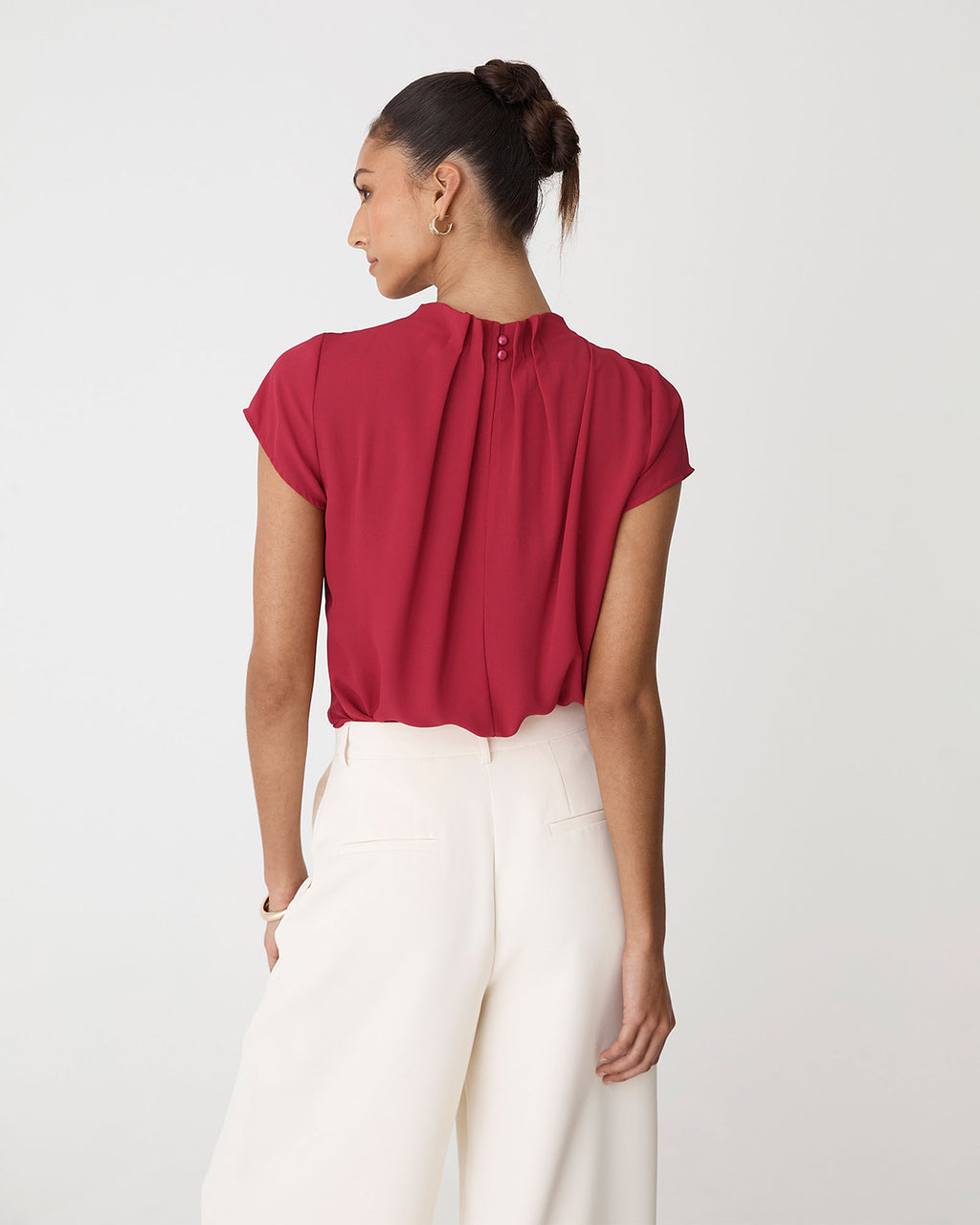 Olivia Pleated High Neck Top