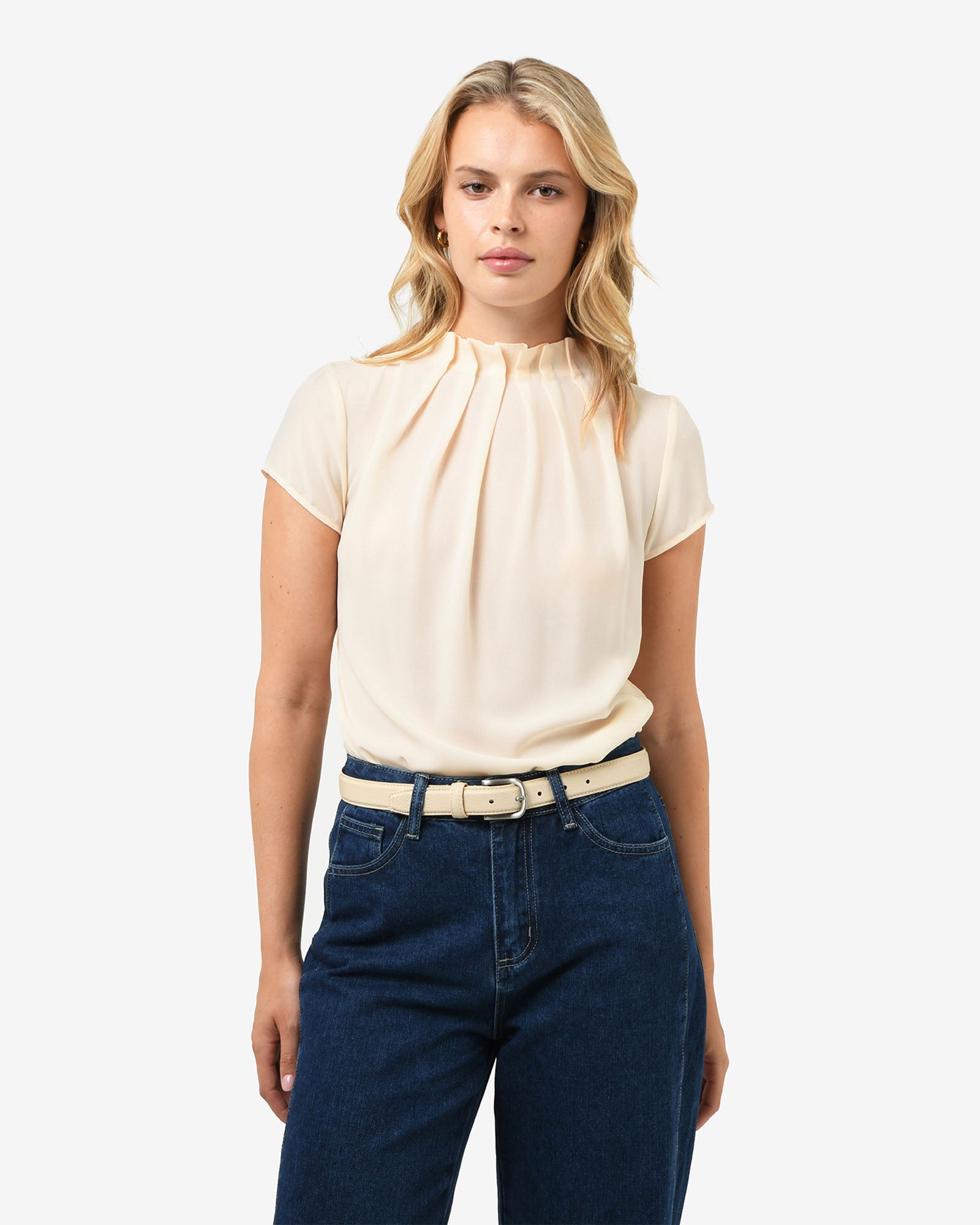 Olivia Pleated High Neck Top