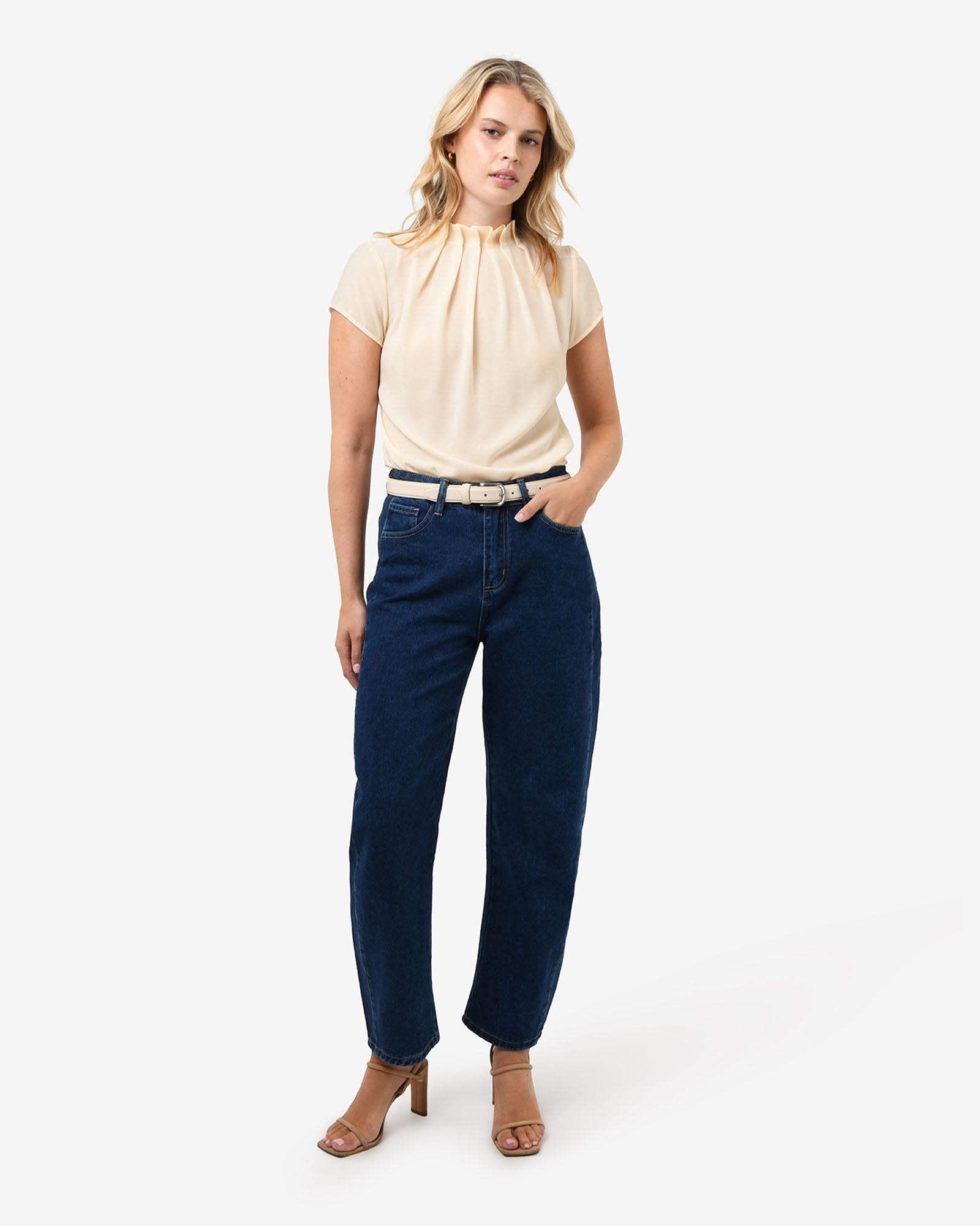 Olivia Pleated High Neck Top