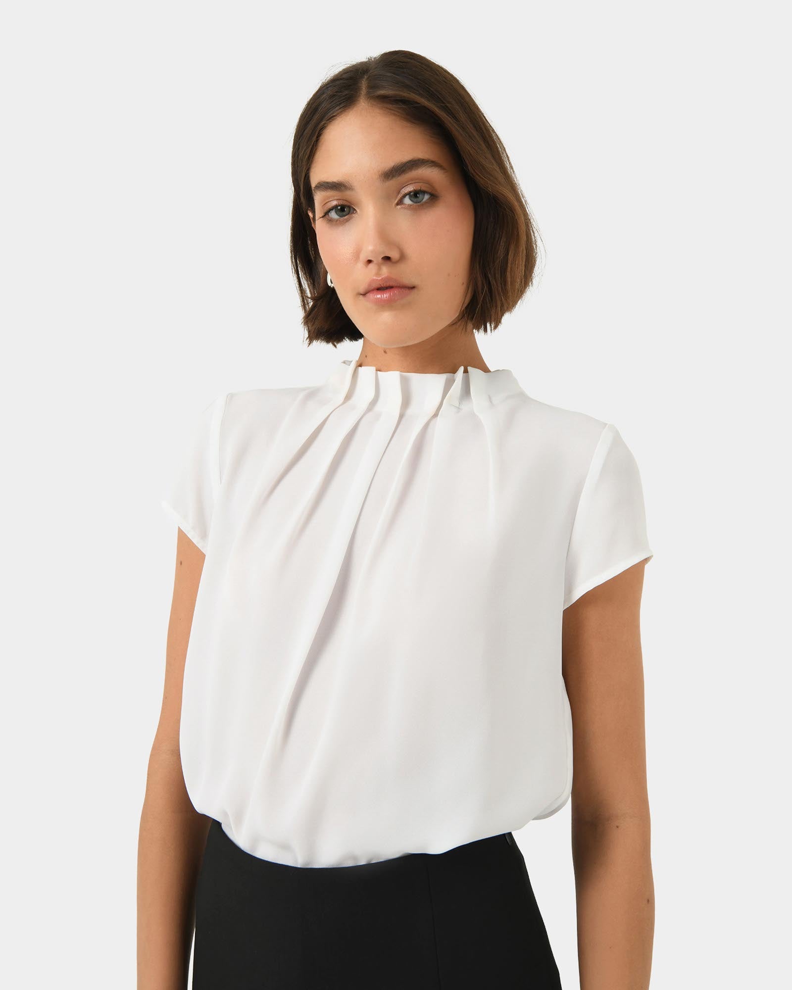Olivia Pleated High Neck Top