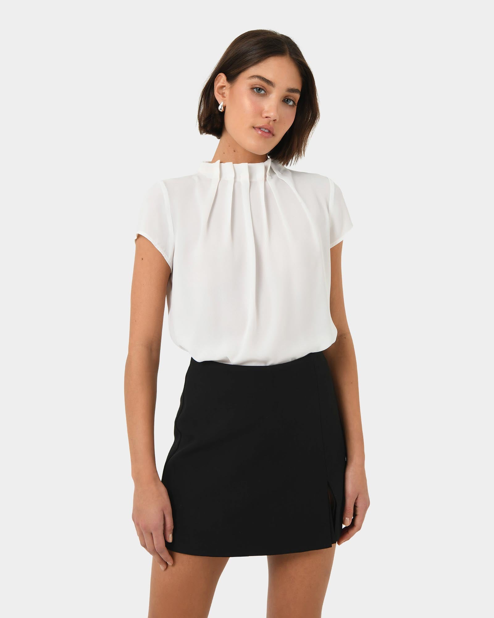 Olivia Pleated High Neck Top