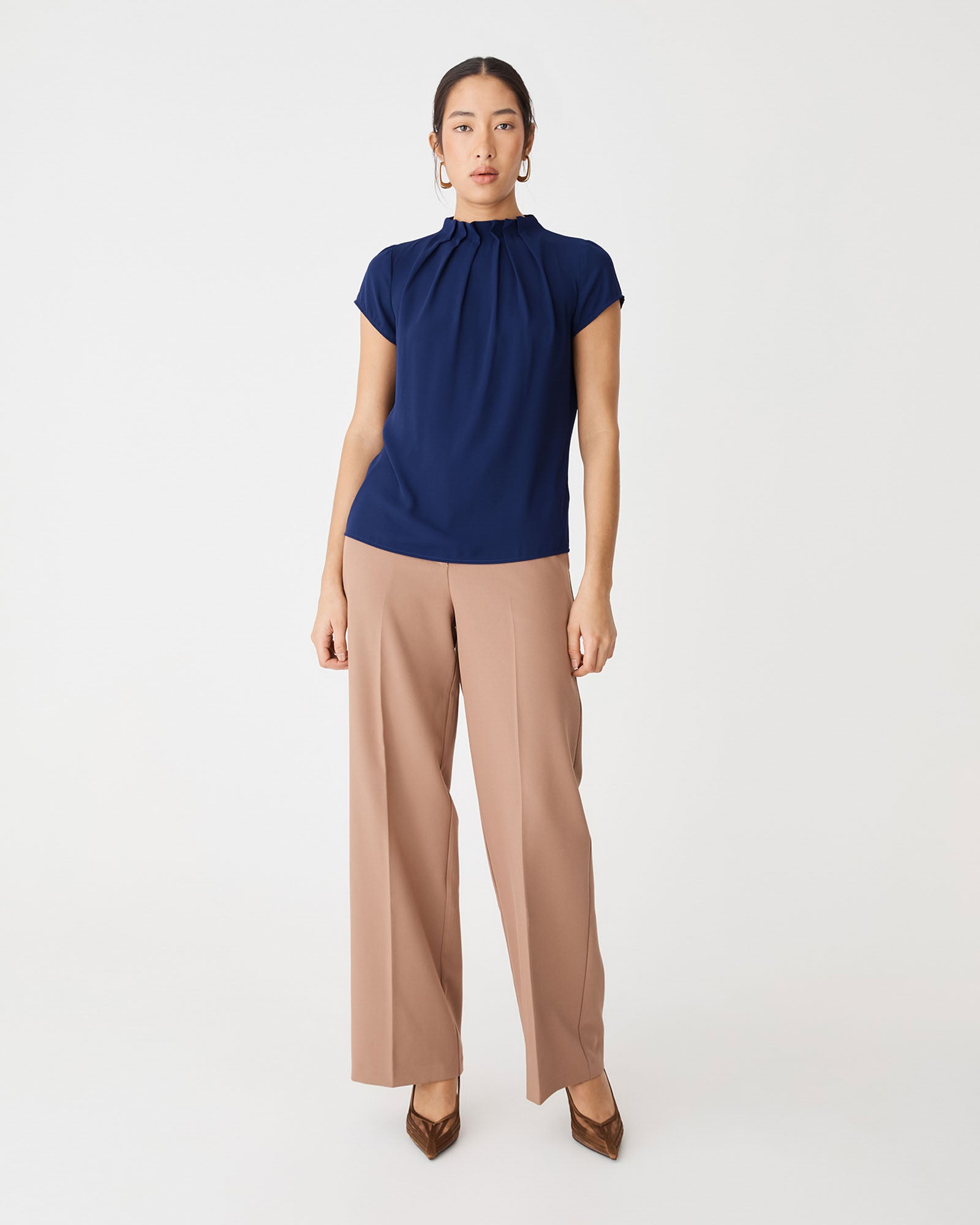 Olivia Pleated High Neck Top