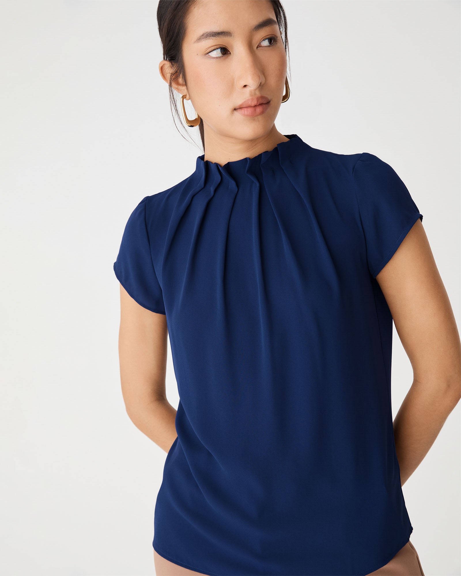 Olivia Pleated High Neck Top
