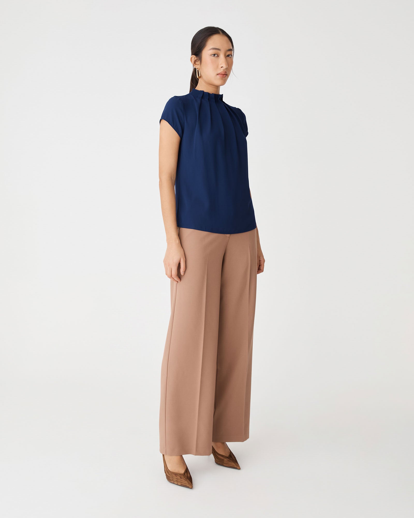 Olivia Pleated High Neck Top
