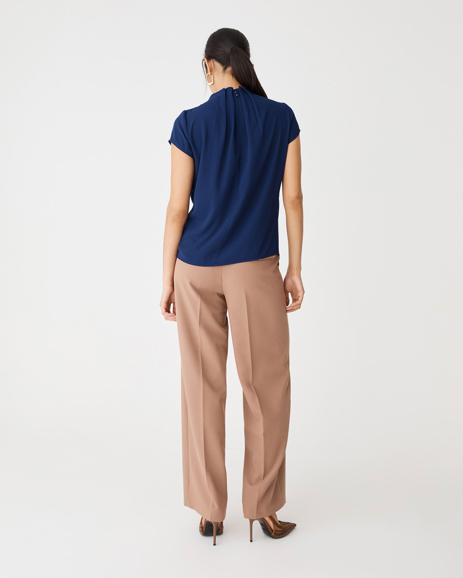 Olivia Pleated High Neck Top