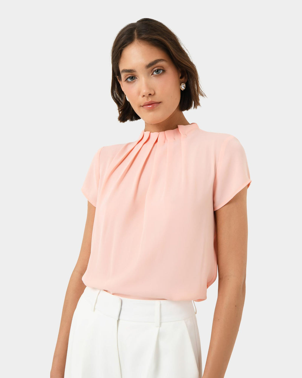 Olivia Pleated High Neck Top