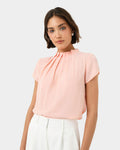 Olivia Pleated High Neck Top