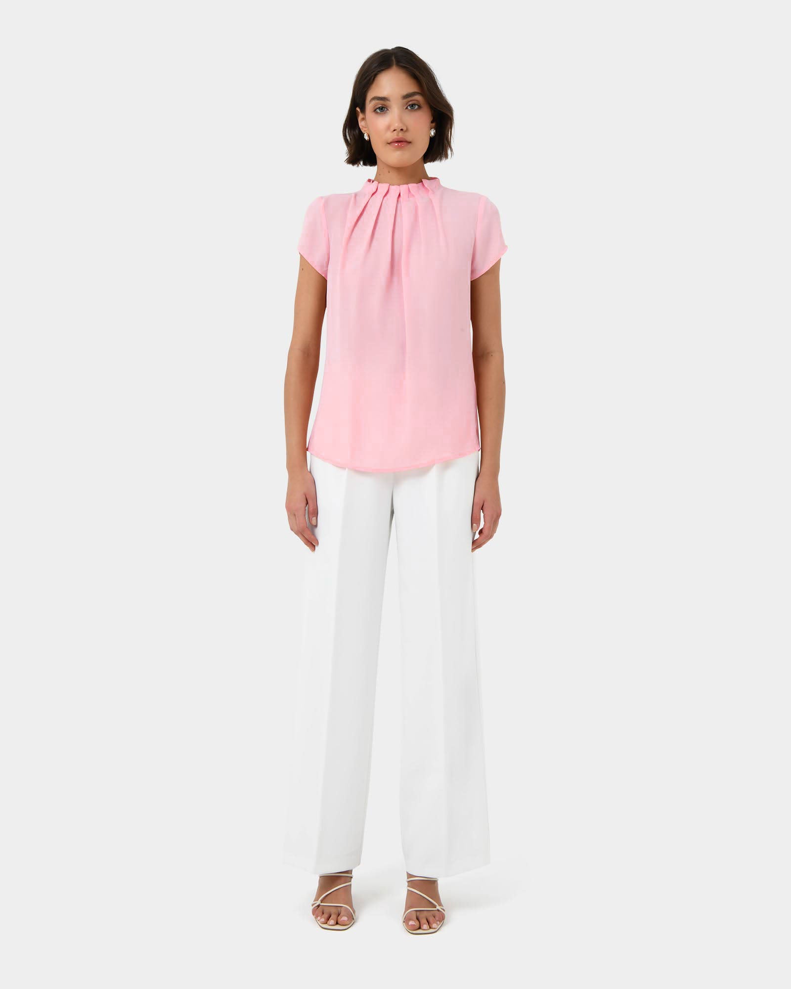 Olivia Pleated High Neck Top