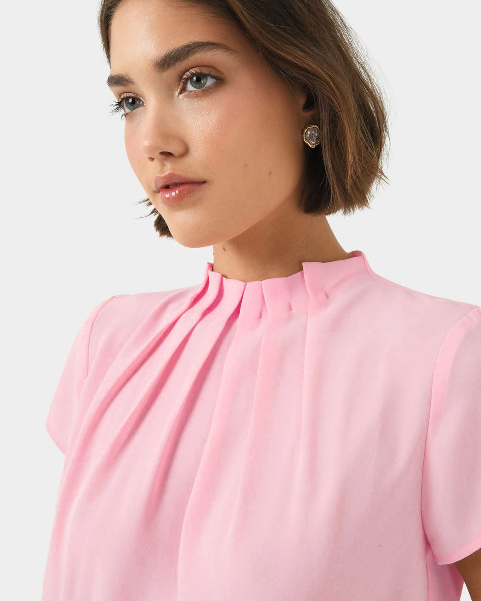 Olivia Pleated High Neck Top