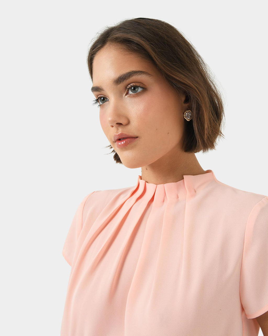 Olivia Pleated High Neck Top